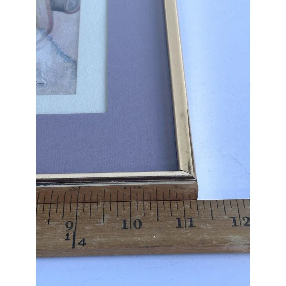 Vintage Marilyn Ward Manifestations Foil Art Framed Harlequin Girl With Rose - Picture 14 of 14